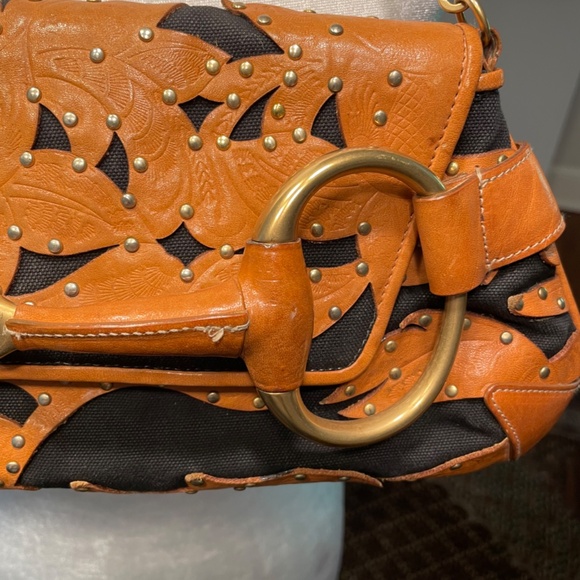 Rare Designer Gucci Studded with Horse Bit Black/Brown Bag - Picture 2 of 11